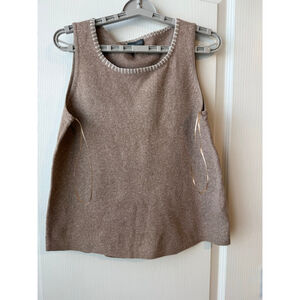 Women's Vince Camuto Brown & White Knit Tank Top M